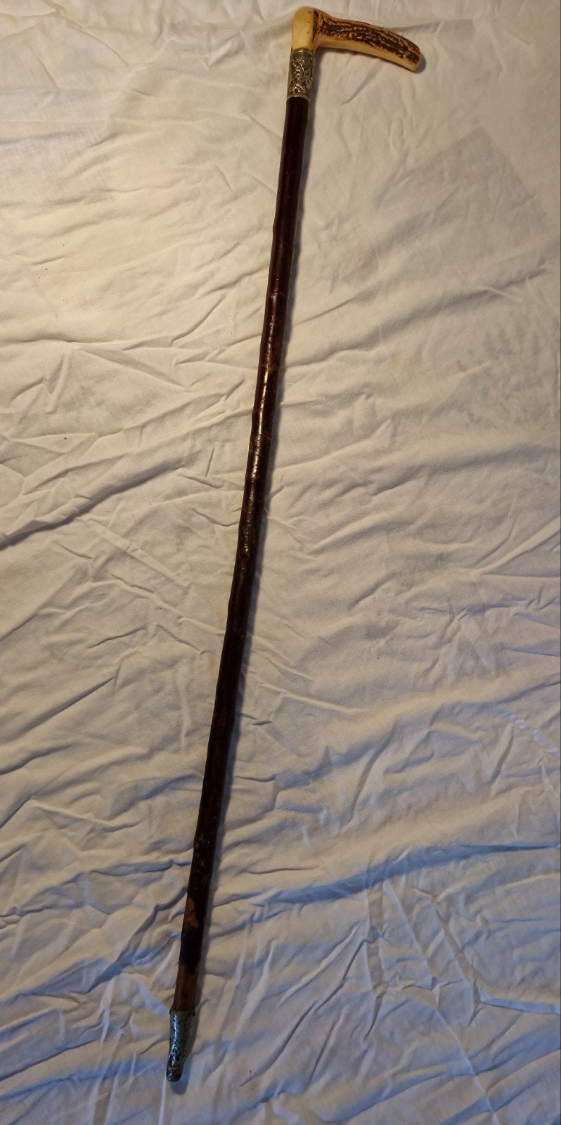 Antieke wandelstok hertshoorn 88 cm, Ophalen of Verzenden