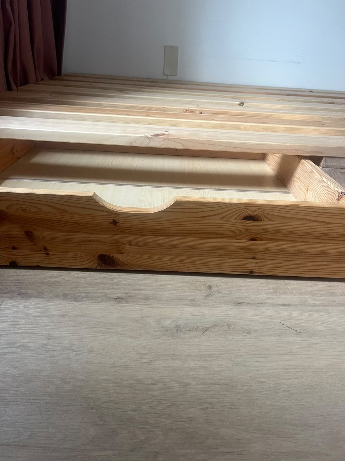 Houten palletbed  met opberglades - zo goed als nieuw, Huis en Inrichting, Ophalen, 140 cm, Zo goed als nieuw, 200 cm