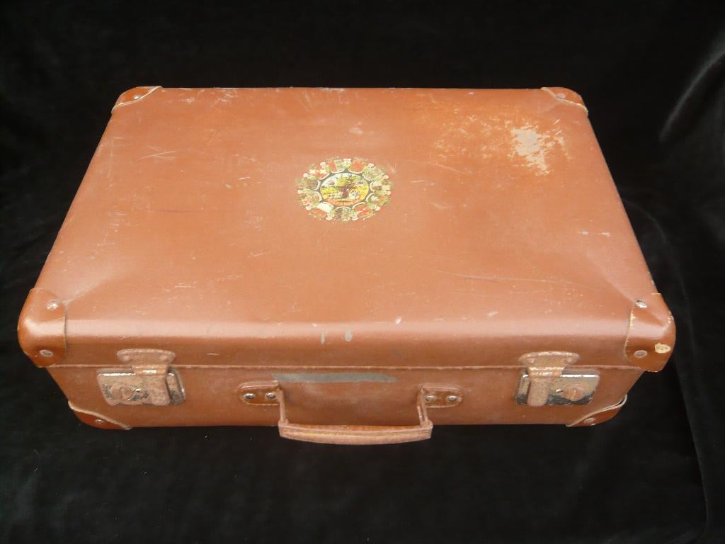 Bruin leren vintage koffer, Sieraden, Tassen en Uiterlijk, Koffers, Gebruikt, 50 tot 60 cm, Leer, Ophalen of Verzenden
