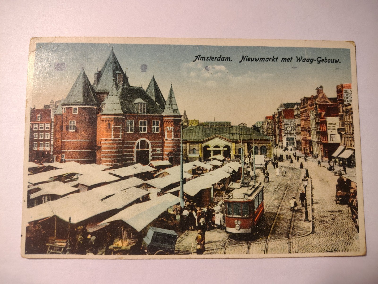 Amsterdam Nieuwmarkt met Waag-Gebouw., Ophalen of Verzenden, Voor 1920, Noord-Holland