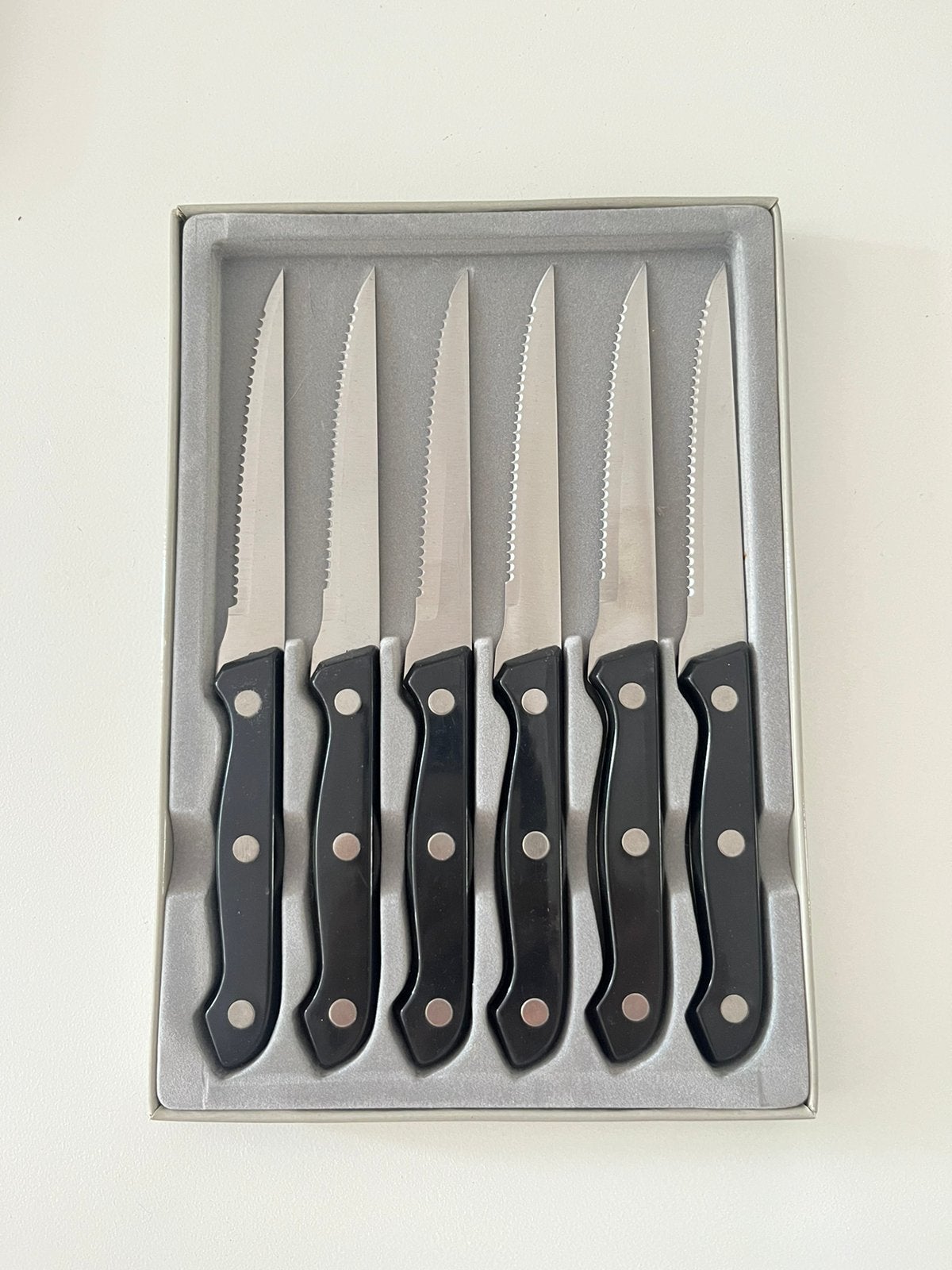 6 messen zwart handgreep, Los bestek, Nieuw, Rvs of Chroom, Snijmes