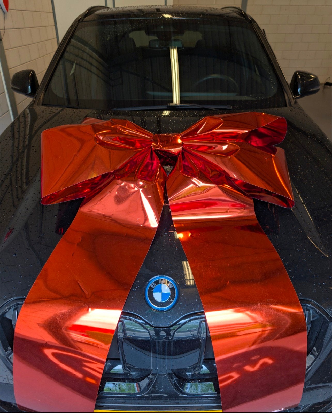 Grote metallic rood-oranje autostrik als cadeau / verrassing, Ophalen of Verzenden