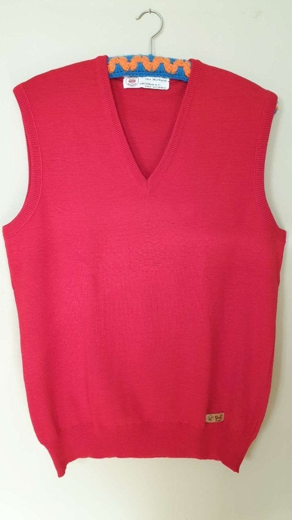 Vintage trui heren, debardeur, tank top, V hals, rod Medium, Ophalen, Nieuw, Maat 48/50 (M), Rood
