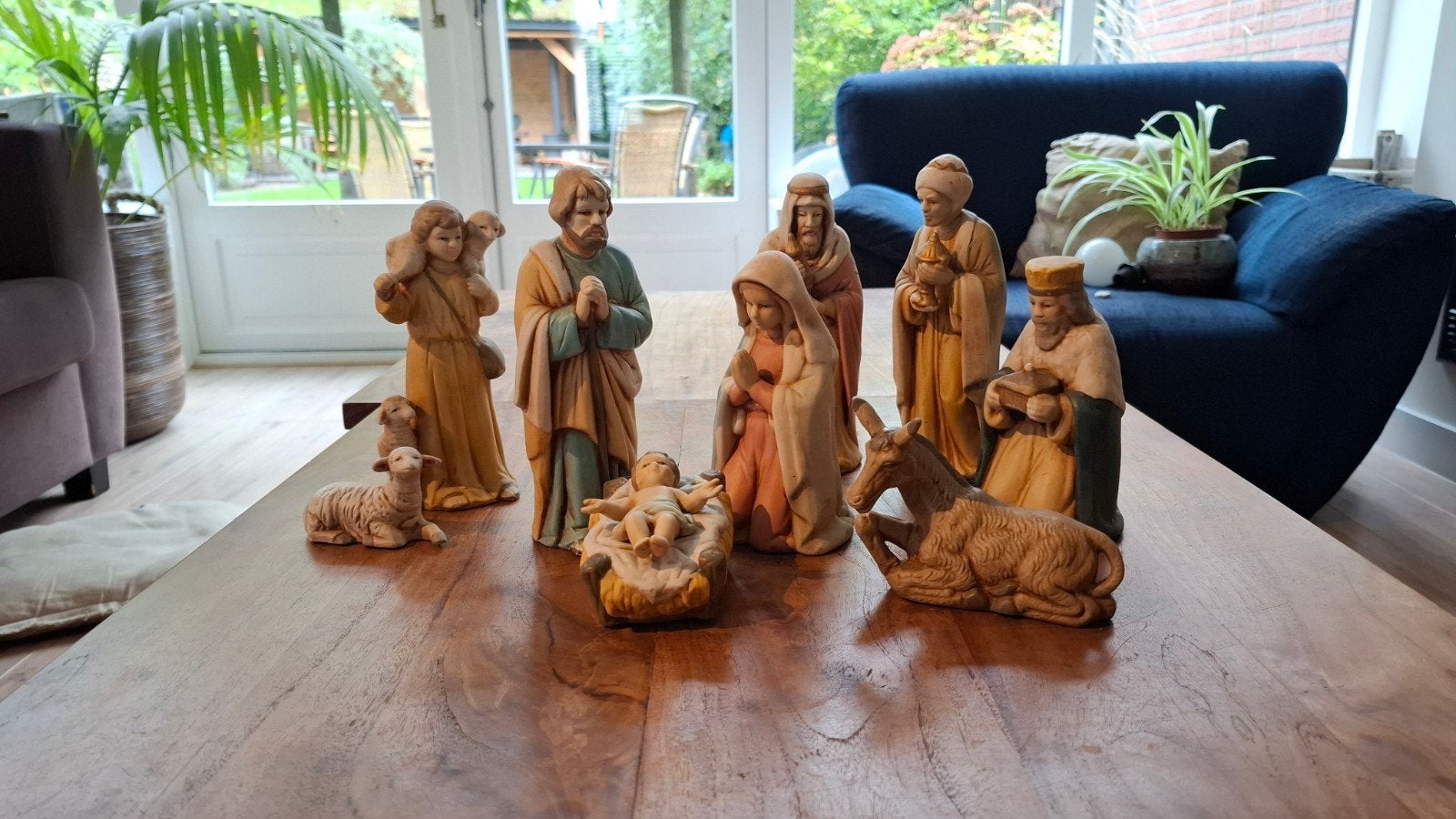 Kerststal beelden set, Ophalen of Verzenden, Zo goed als nieuw, Beeld(je), Christendom | Katholiek
