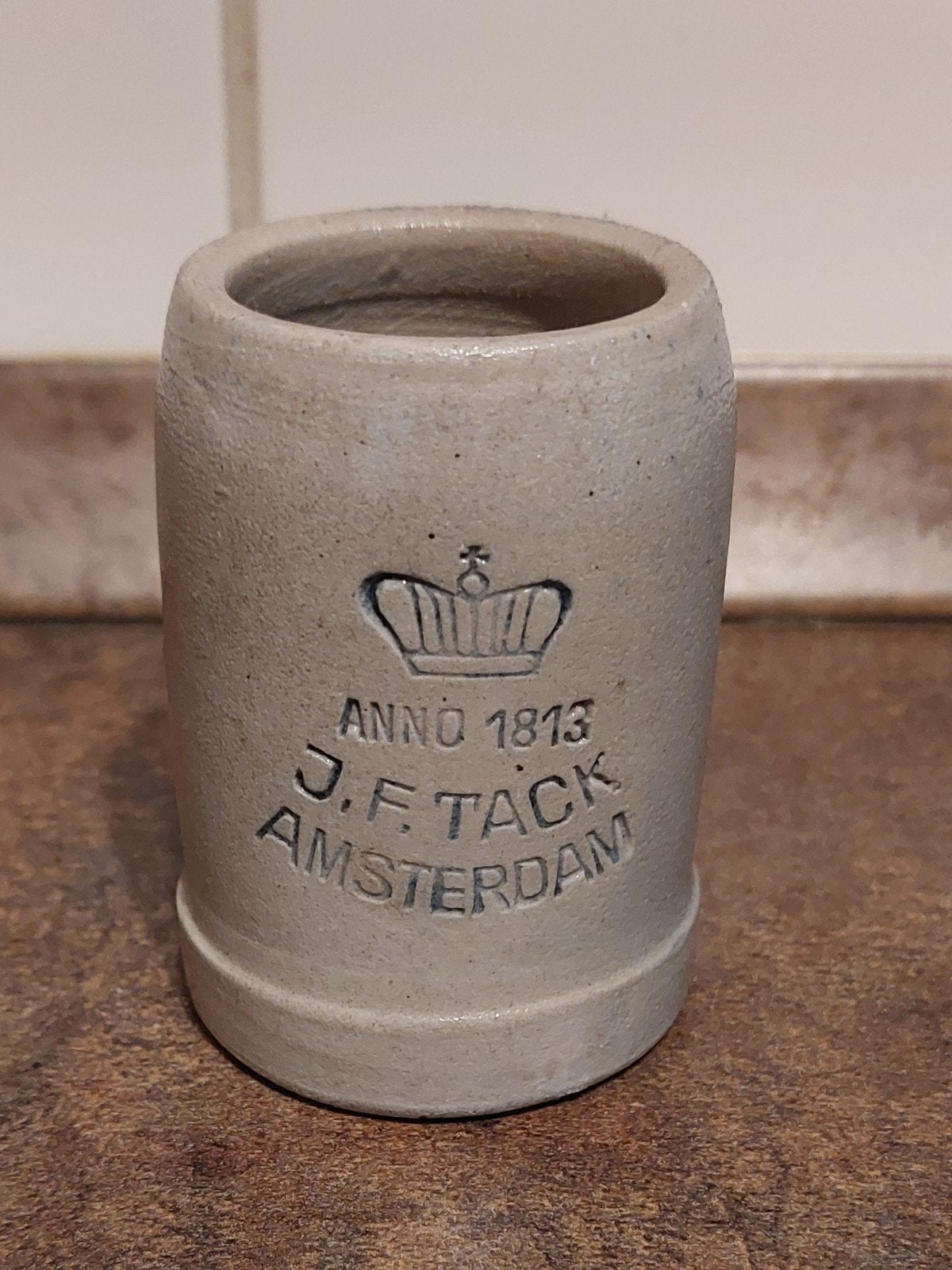 Oud pulletje Azijnfabriek en Brouwerij De Kroon Amsterdam., Verzamelen, Ophalen of Verzenden, Gebruikt, Glas of Glazen, Overige merken
