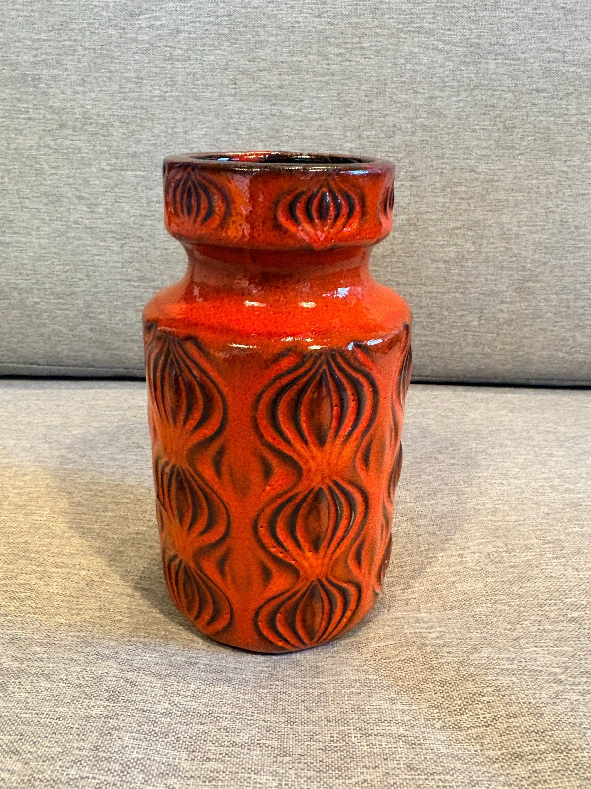 Vintage Fat Lava vaas, rood/oranje, West-Duitsland, Antiek en Kunst, Ophalen of Verzenden