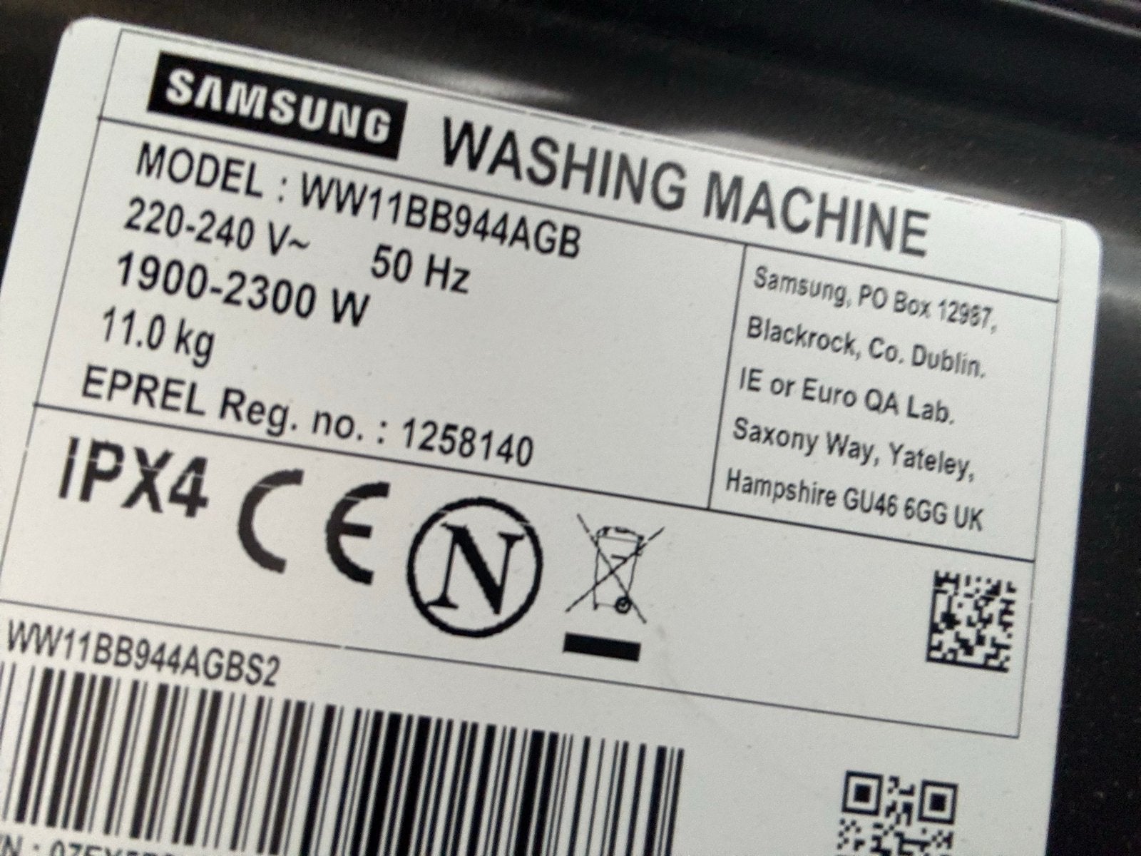 Samsung WW11BB944AGB Wasmachine - 11kg, AI Ecobubble, Ophalen, 1200 tot 1600 toeren, 10 kg of meer, Zo goed als nieuw