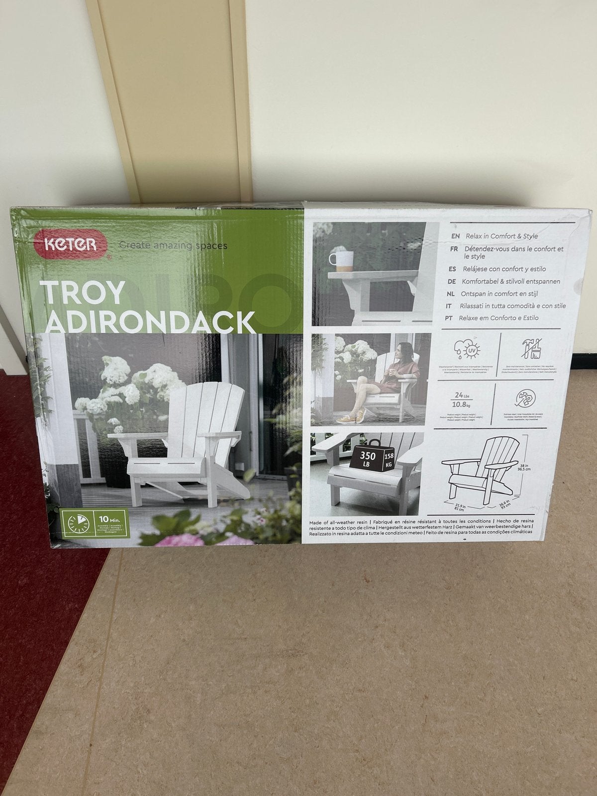 Keter Troy Adirondack Tuinstoel - Nieuw in doos 2 stuks, Ophalen of Verzenden, Nieuw, Kunststof