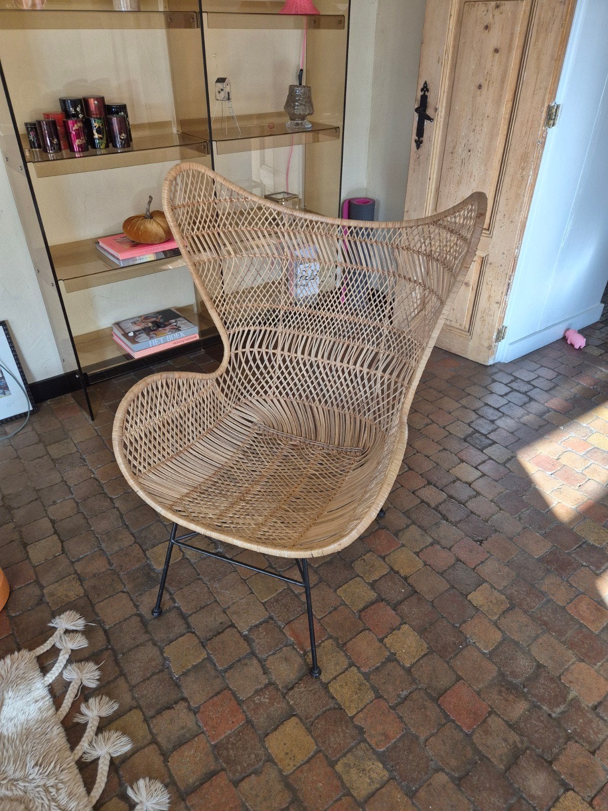 HK Living- Rotan Egg Chair, Huis en Inrichting, Ophalen, Overige kleuren, Vintage, Bohemien, Zo goed als nieuw