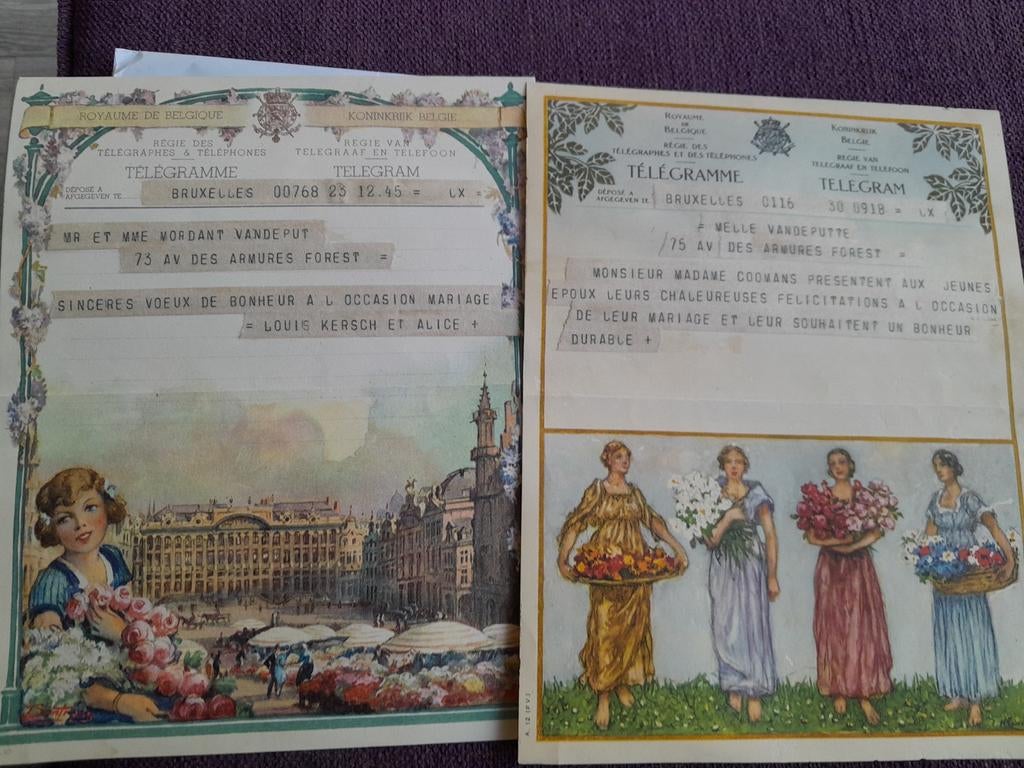 Set van 2 Franstalige telegrammen 1943, Ophalen of Verzenden