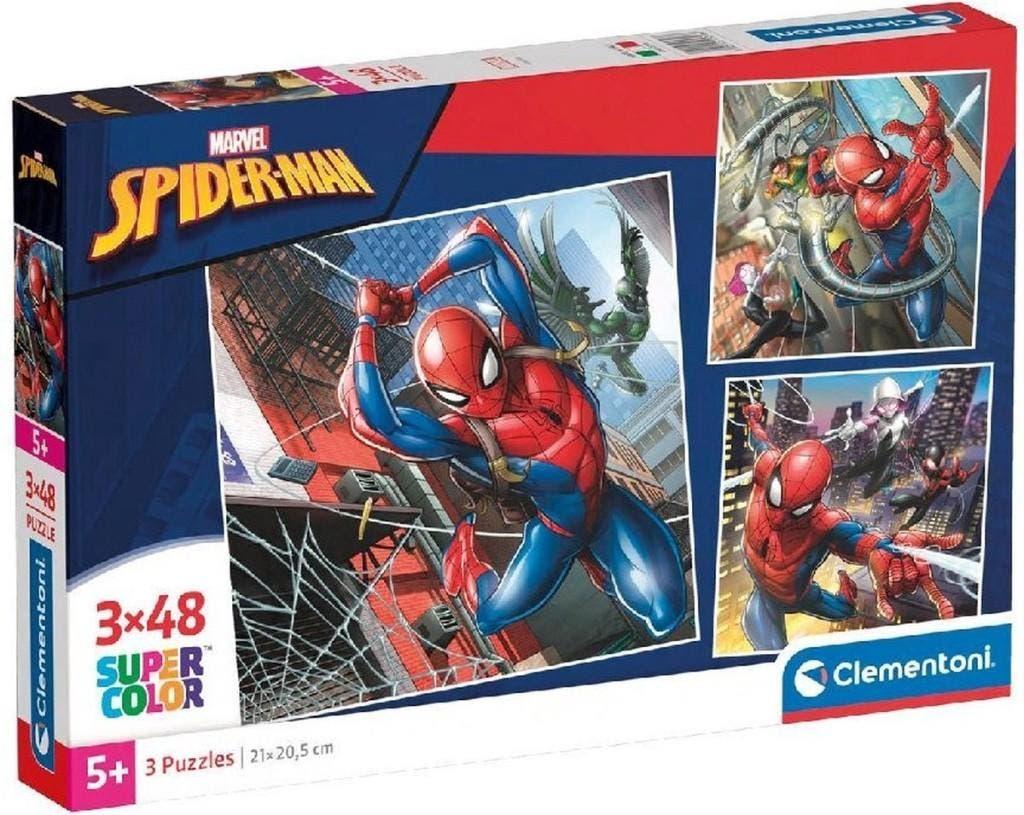 Spiderman 3 in 1 Puzzel - 3 x 48 st - Clementoni Legpuzzel, Nieuw, Nvt, 4 tot 6 jaar, Nvt