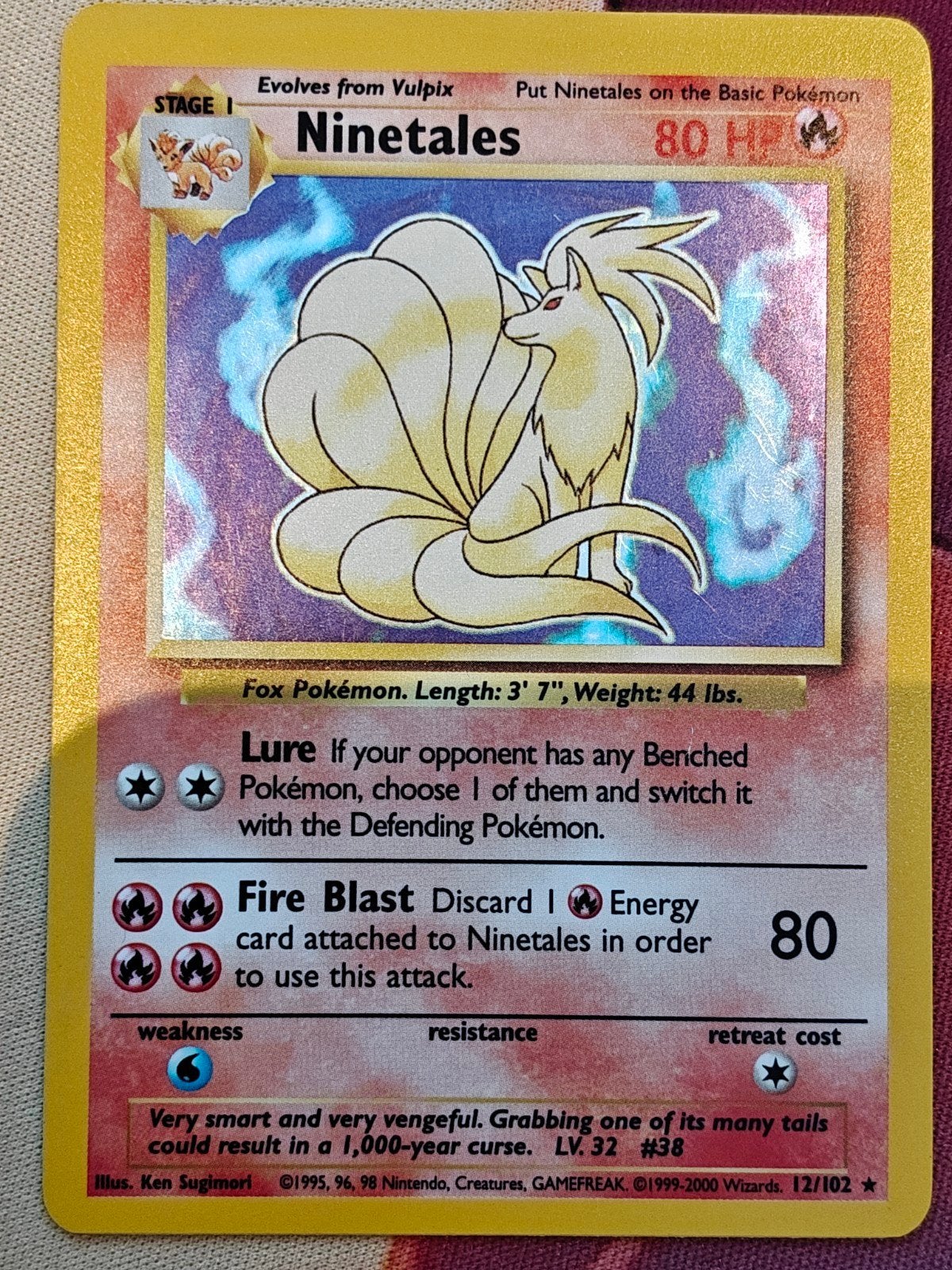 Pokemonkaarten - Ninetsles Holo - Base Set, Ophalen, Zo goed als nieuw, Losse kaart, Foil