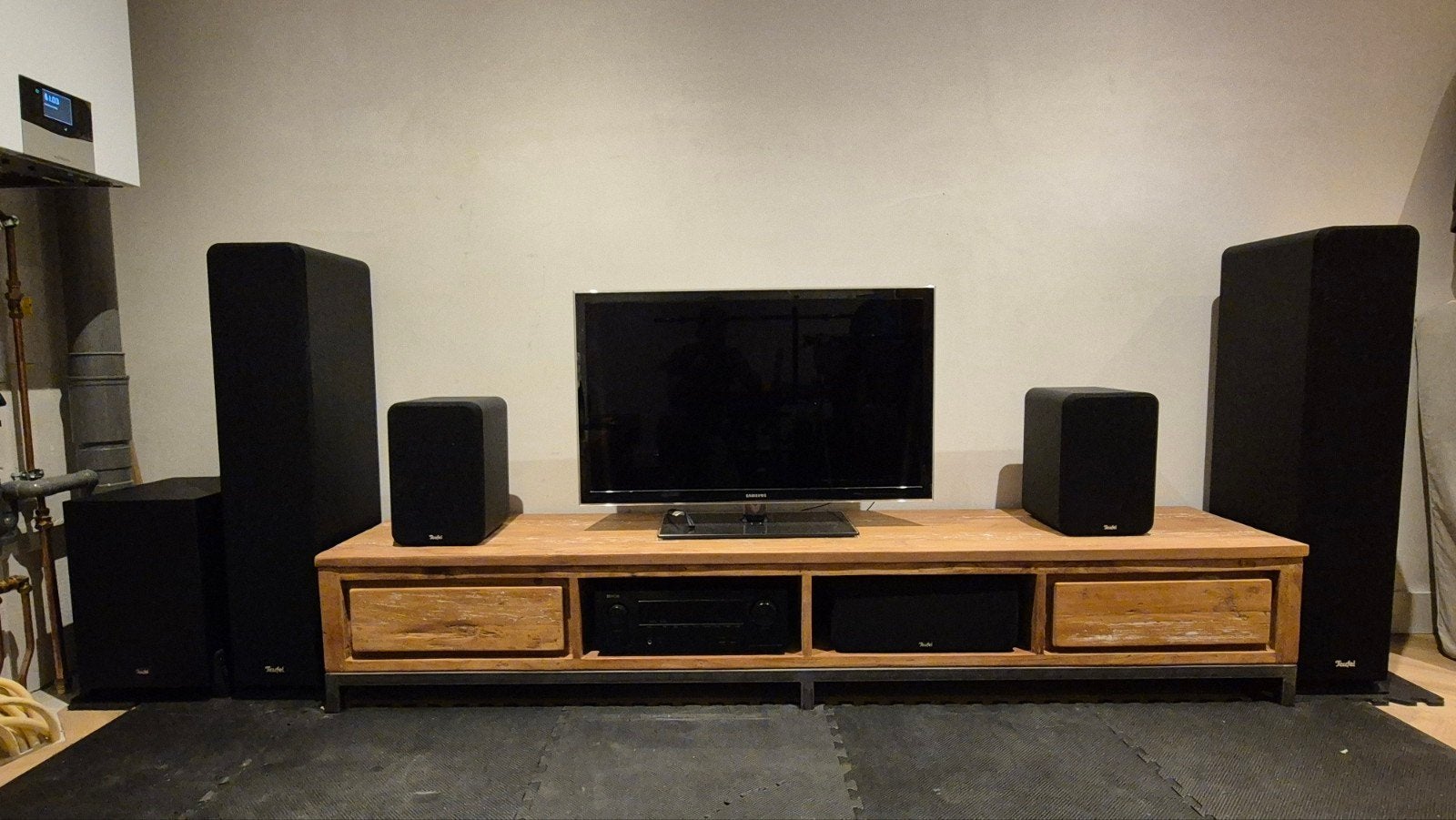Complete Thuisbioscoop: Teufel ULTIMA 40 5.1 Surround + Deno, Audio, Tv en Foto, Ophalen, Denon, Zo goed als nieuw, 120 watt of meer