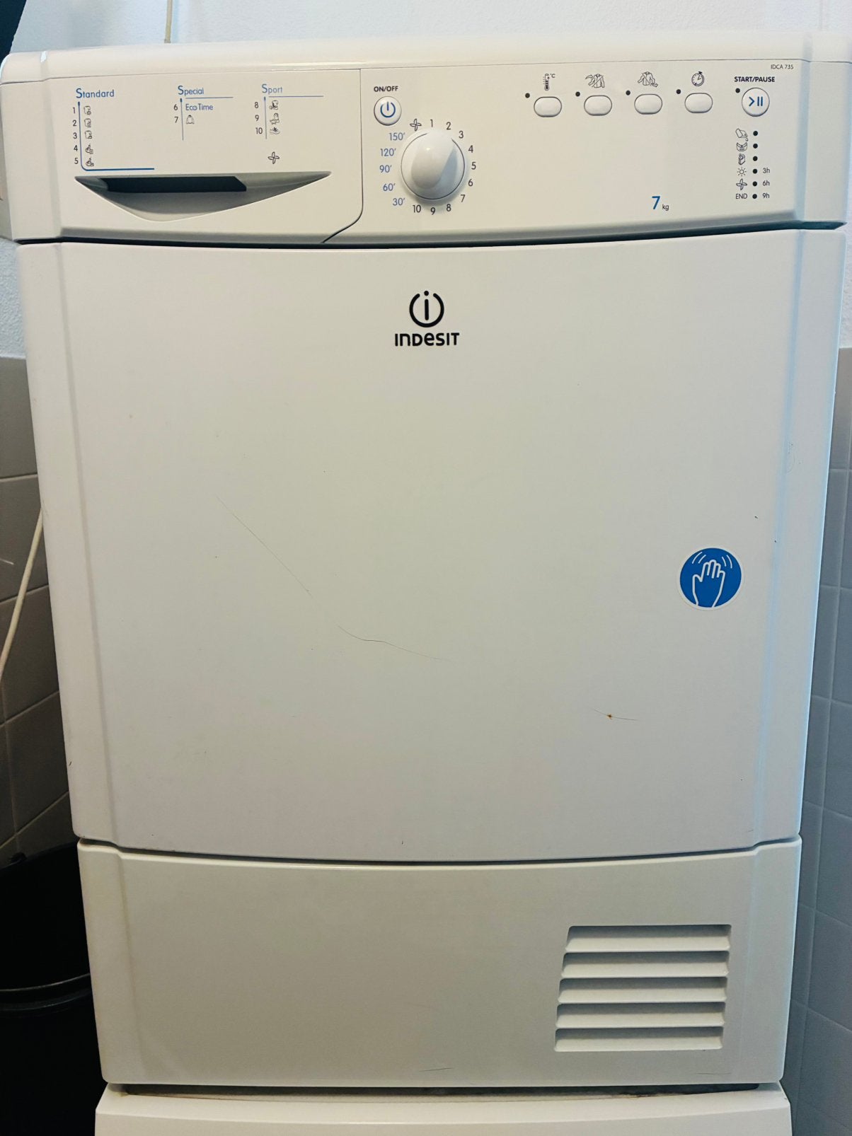 Indesit wasdroger, Ophalen, 6 tot 8 kg, Zo goed als nieuw, 85 tot 90 cm