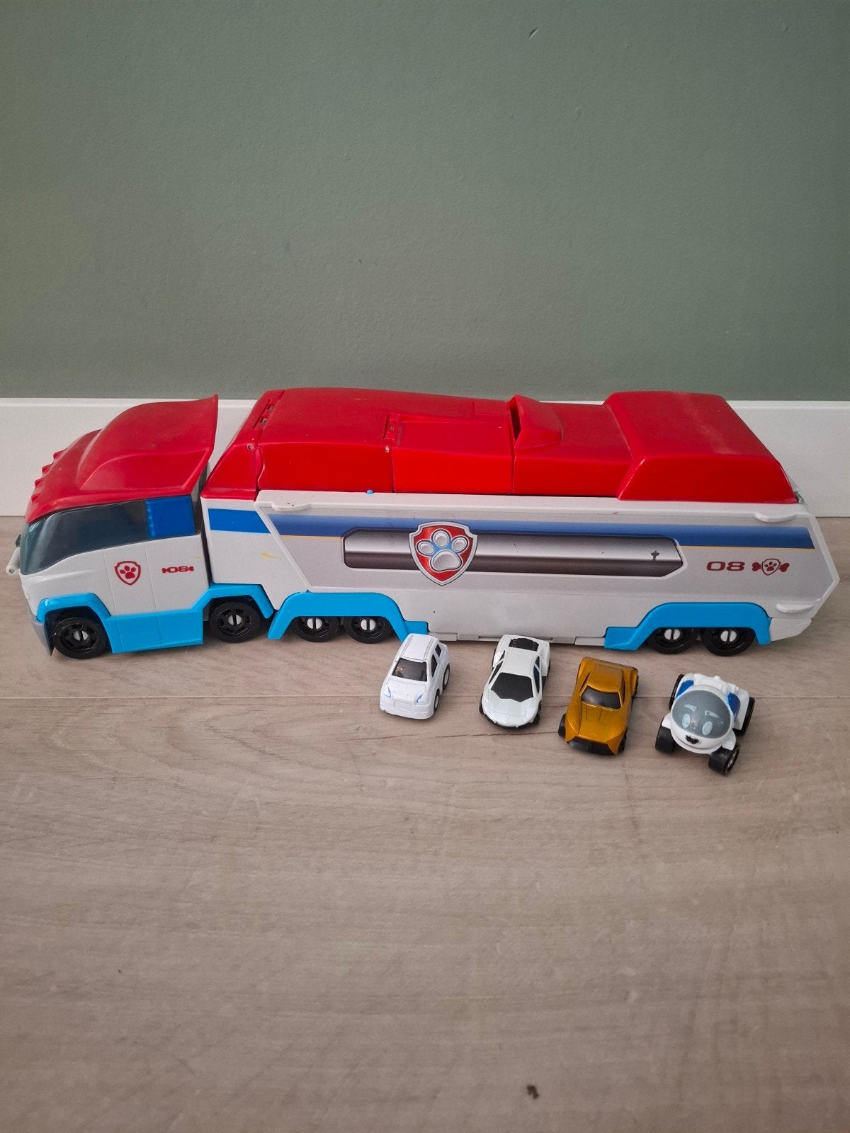 Paw Patrol Patroller met 4 auto's en speelset, Ophalen, Zo goed als nieuw