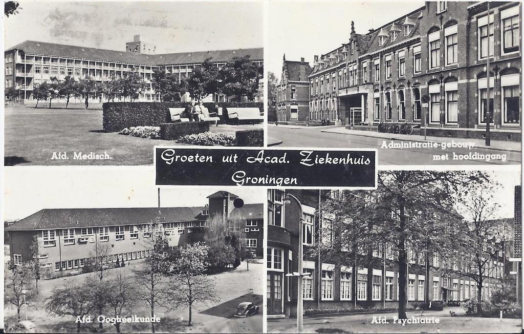 Groningen Ziekenhuis oude gelopen ansichtkaart (A2490 ), Ophalen of Verzenden, 1960 tot 1980, Gelopen, Groningen