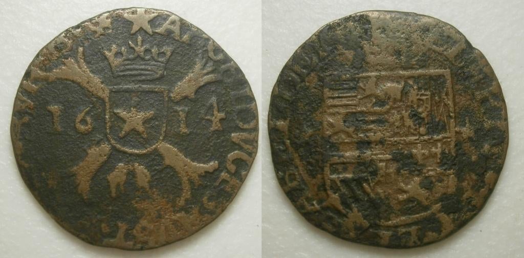 PD11267 Maastricht Oord 1614, Ophalen of Verzenden, Vóór koninkrijk, 1 cent, Losse munt