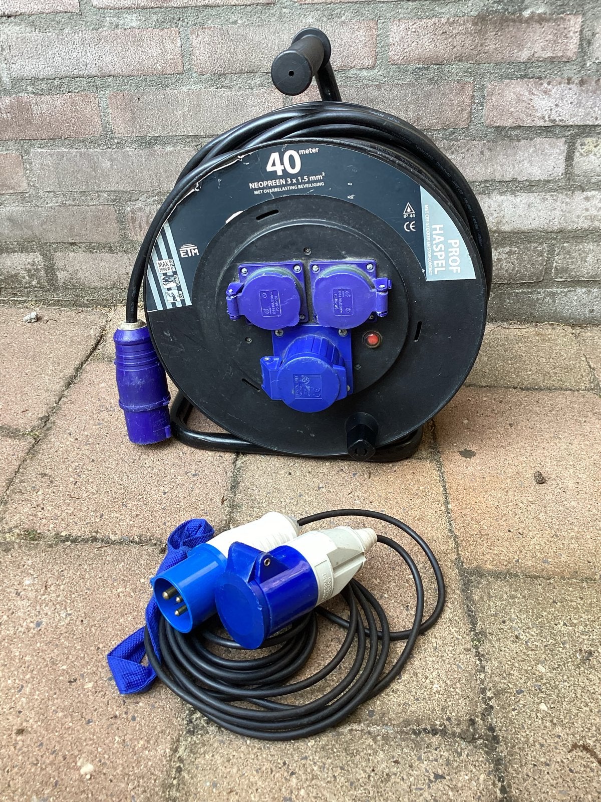 40m Neopreen Kabelhaspel + Verlengsnoer voor Camper, Ophalen, Gebruikt, Kabelhaspel