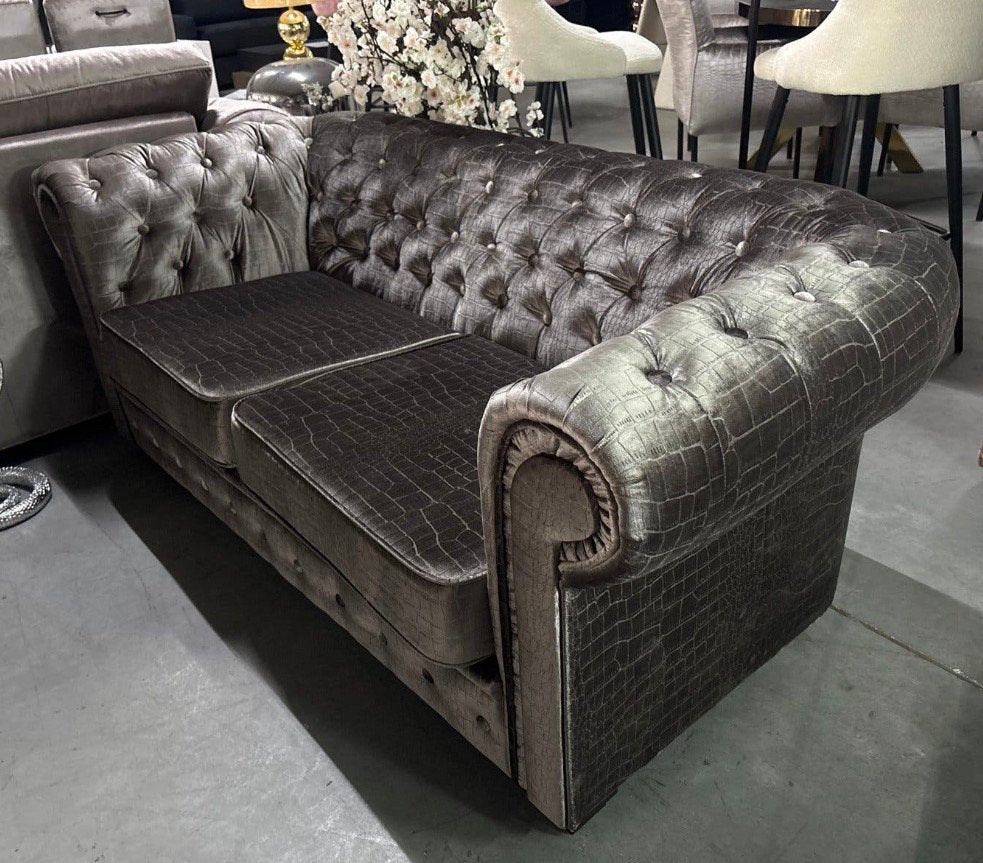 2+3 zits chesterfield model velvet croco stof, Ophalen of Verzenden, Zo goed als nieuw, 75 tot 100 cm, Stof