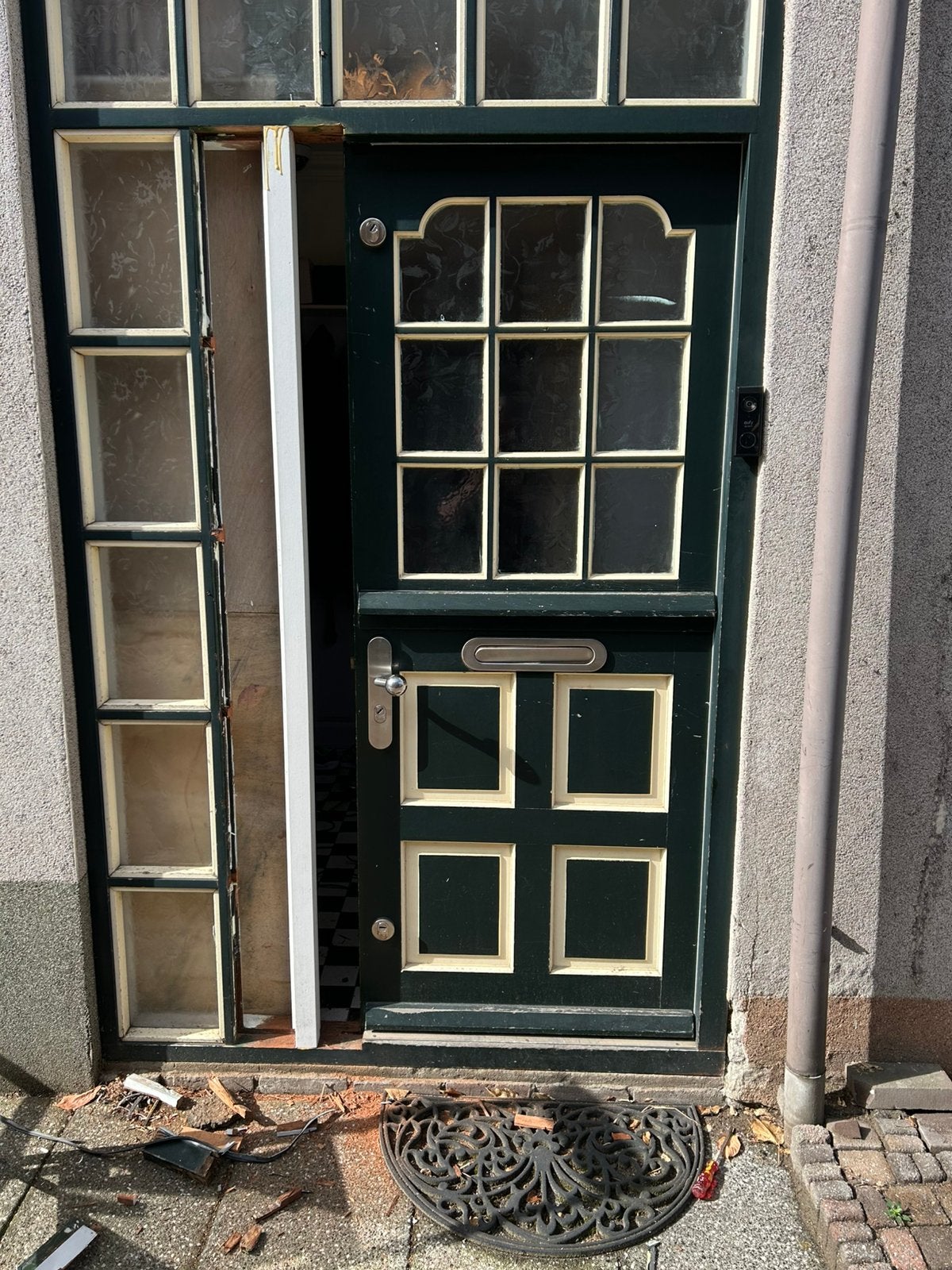 2 delige hardhouten buitendeur 201x82 4 dik merbau, Ophalen, Gebruikt, Buitendeur, 200 tot 215 cm