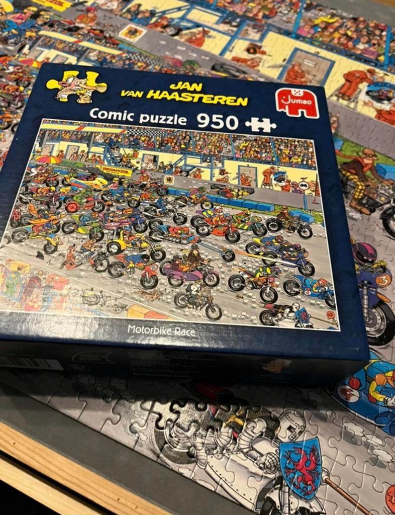 Jan van Haasteren 950, motorbike race, Ophalen of Verzenden, 500 t/m 1500 stukjes, Zo goed als nieuw