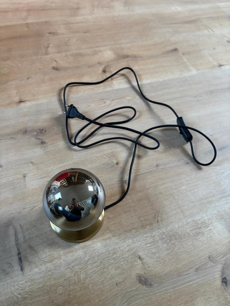 QAZQA Tafellamp Goud met Rookglas - Moderne Sfeerlamp, Ophalen, Zo goed als nieuw, Glas, Minder dan 50 cm