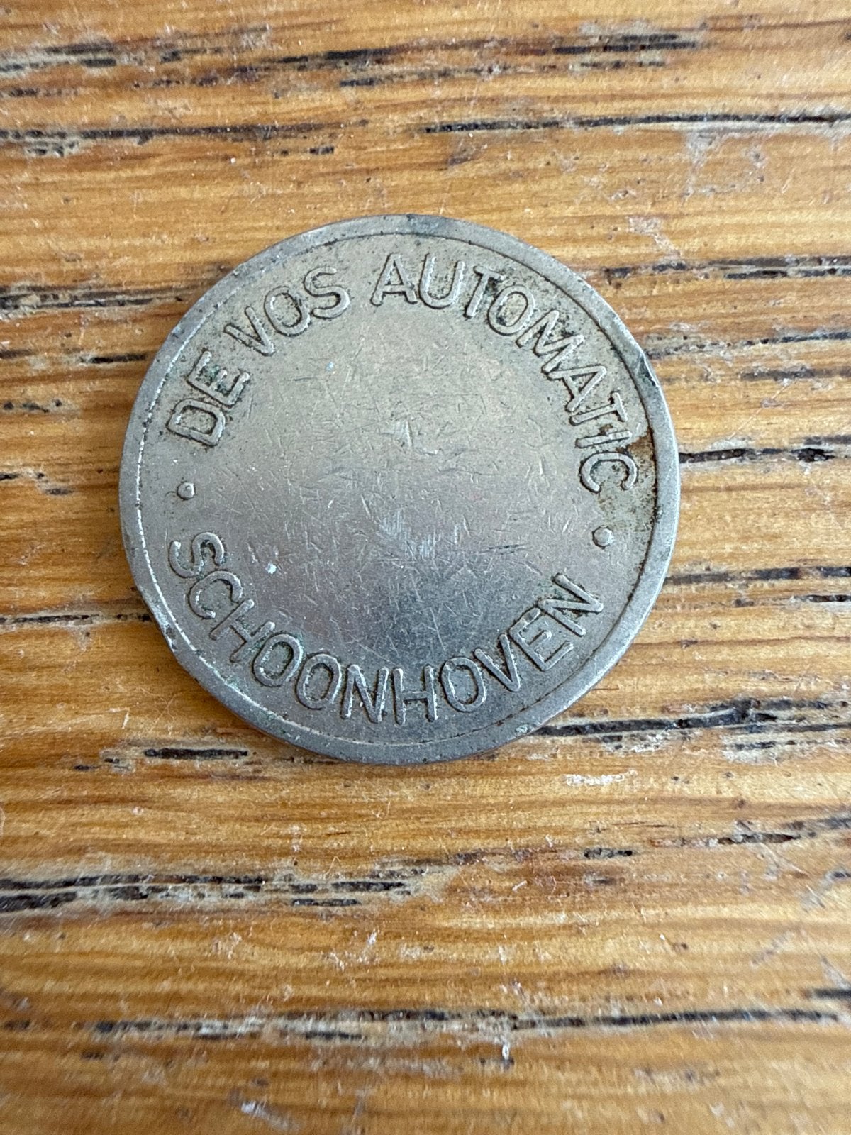 Oude munt 'De Vos Automatic Schoonhoven', Ophalen of Verzenden, Overige materialen, Nederland