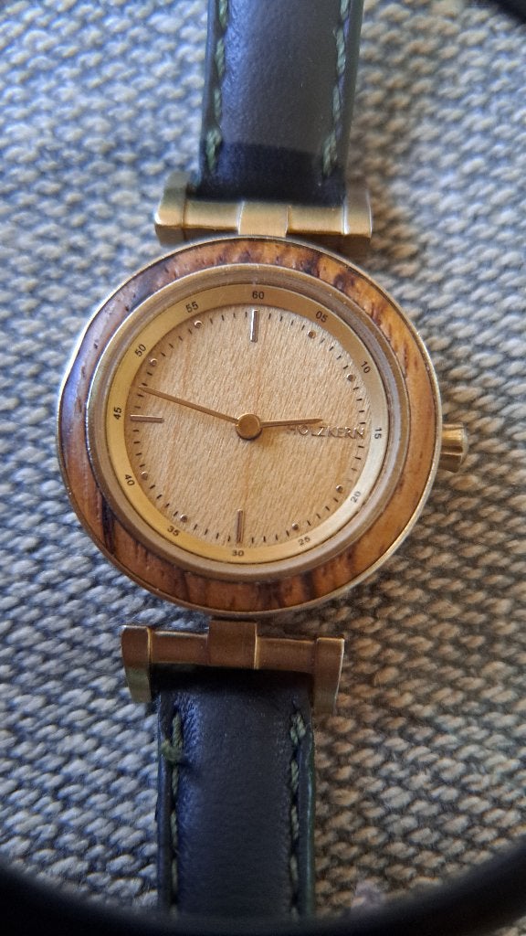 Holzkern horloge, Overige merken, Overige materialen, Leer, Polshorloge