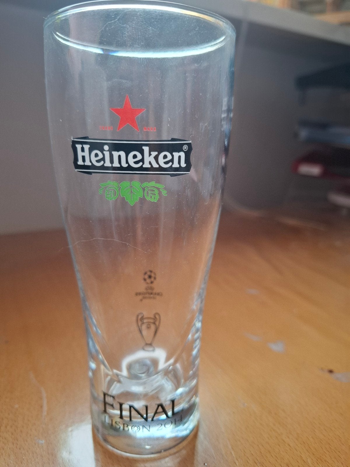 Heineken Champions League Final 2014 Lissabon Glas, Ophalen of Verzenden, Zo goed als nieuw, Bierglas
