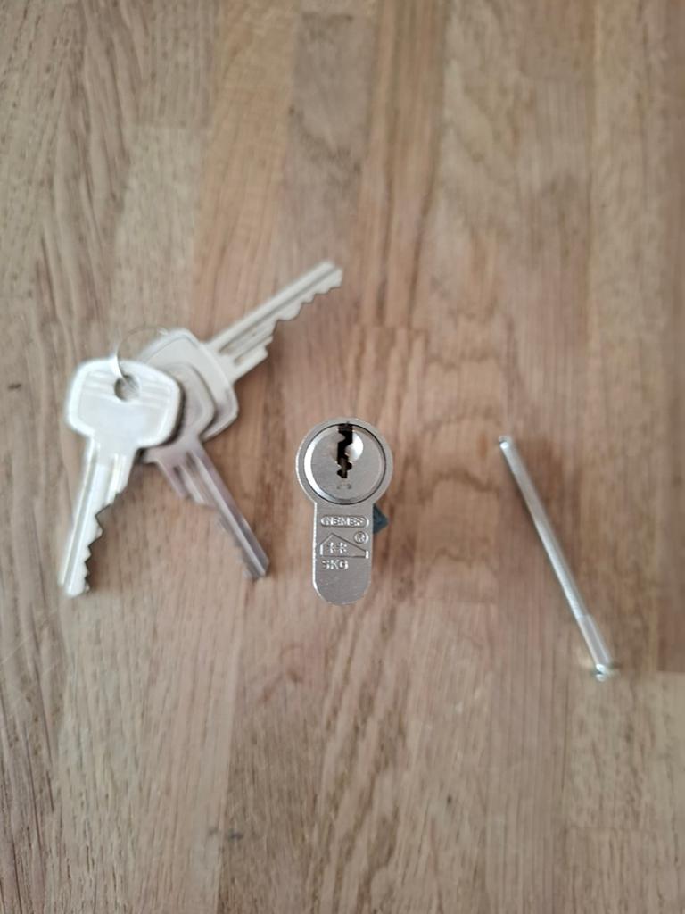 Nemef cylinder slot. Nieuw & compleet met 3 sleutels, Ophalen of Verzenden, Nieuw, Rvs, Slot