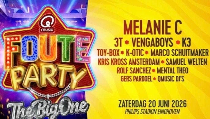 4 tickets q-music foute party big one voor 40 euro!, Drie personen of meer