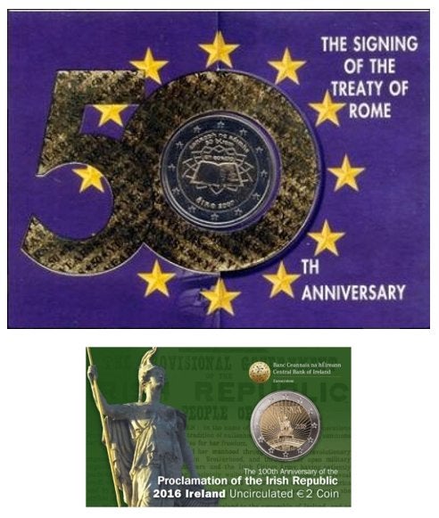 2 Verschillende 2 Euro Ierland Coincards 2007 & 2016, Postzegels en Munten, Munten | Europa | Euromunten, Ophalen of Verzenden