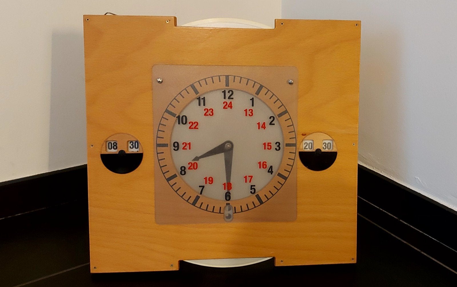 Grote Vintage houten schoolklok, Ophalen of Verzenden, Gebruikt