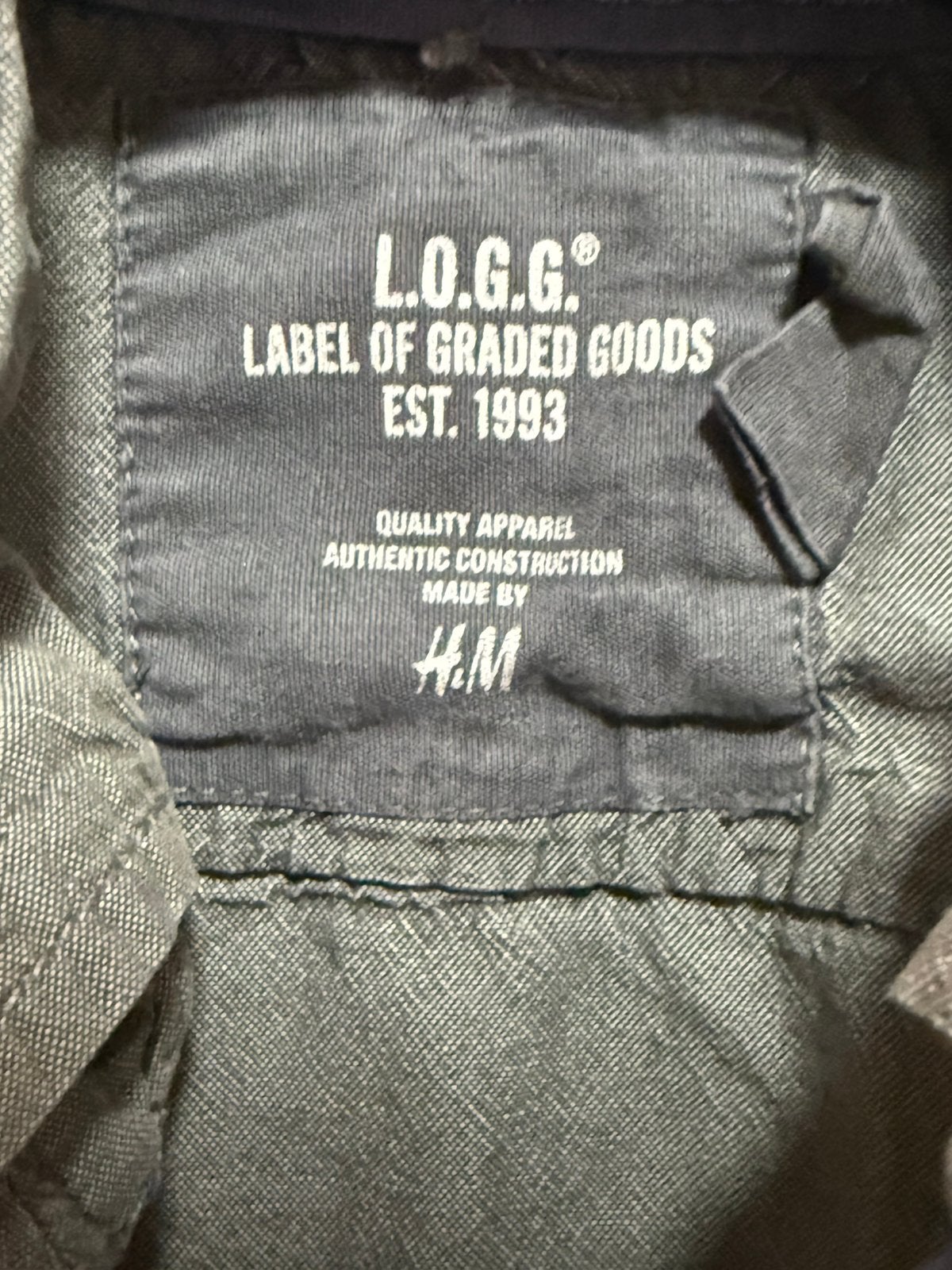 H&M L.O.G.G. Heren Overhemd – Kaki/Grijs, Ophalen of Verzenden, Zo goed als nieuw, Grijs