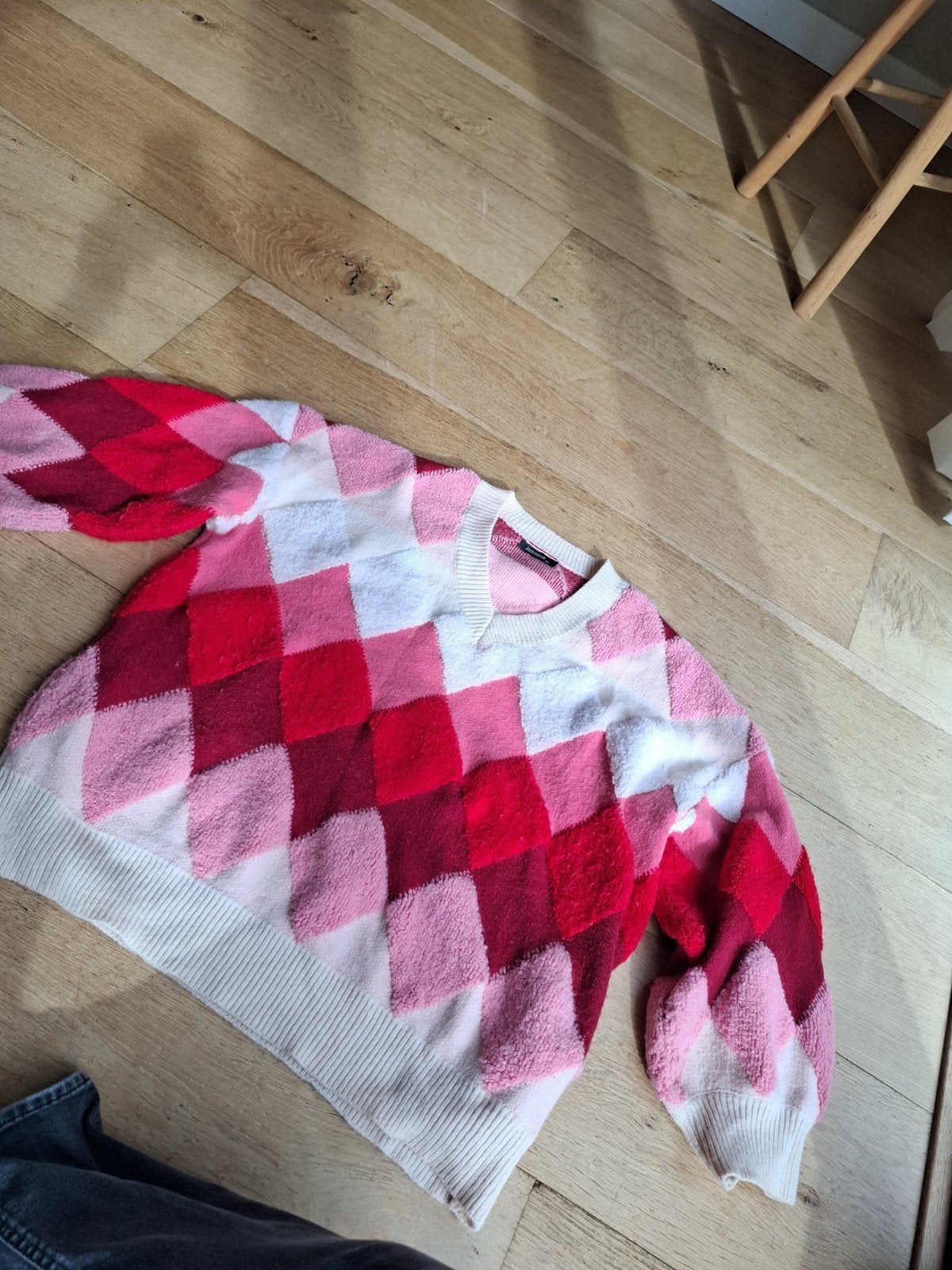 Retro Argyle Trui XL - Roze/Rood/Wit, Ophalen of Verzenden
