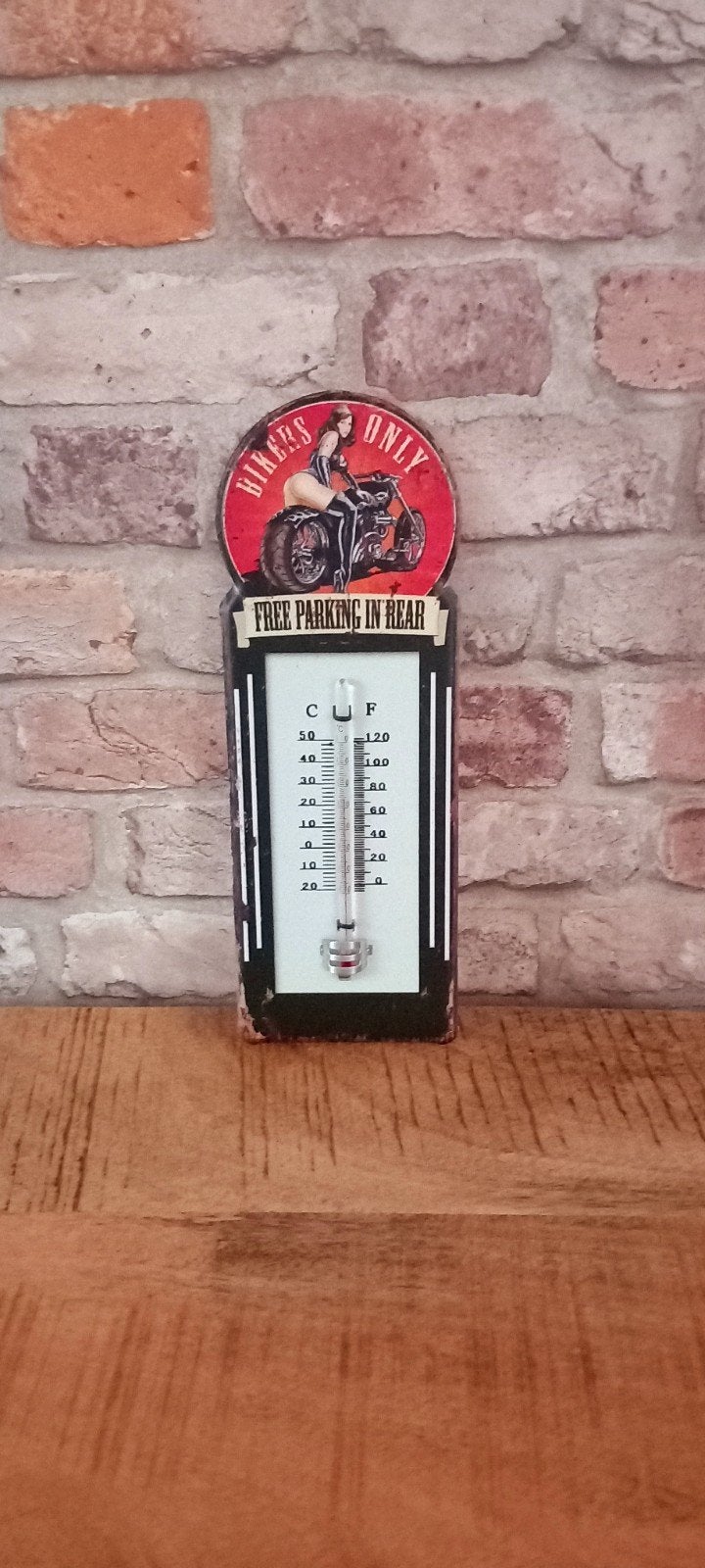 Metalen Motor Wand Thermometer:Bikers Only, Huis en Inrichting, Buitenthermometer, 1446dt, Nieuw, Metaal