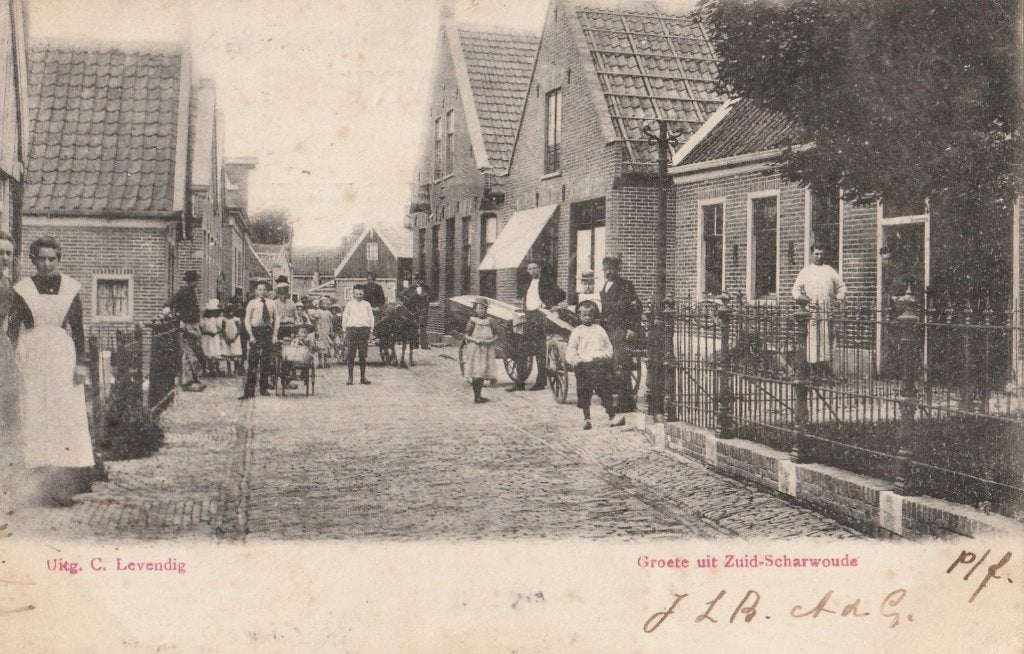Zuid-Scharwoude, groete uit. Gemeente Dijk en Waard, Verzenden, Voor 1920, Gelopen, Noord-Holland