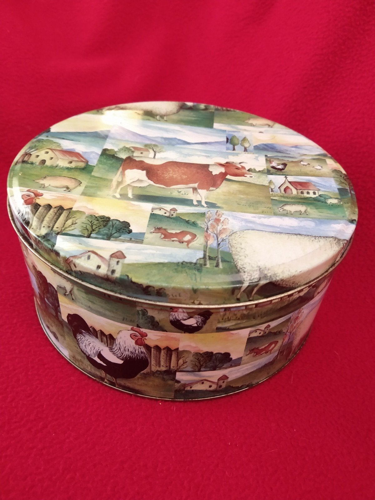 koektrommel met boerderijafbeeldingen, Ophalen of Verzenden, Gebruikt, Koek(jes)