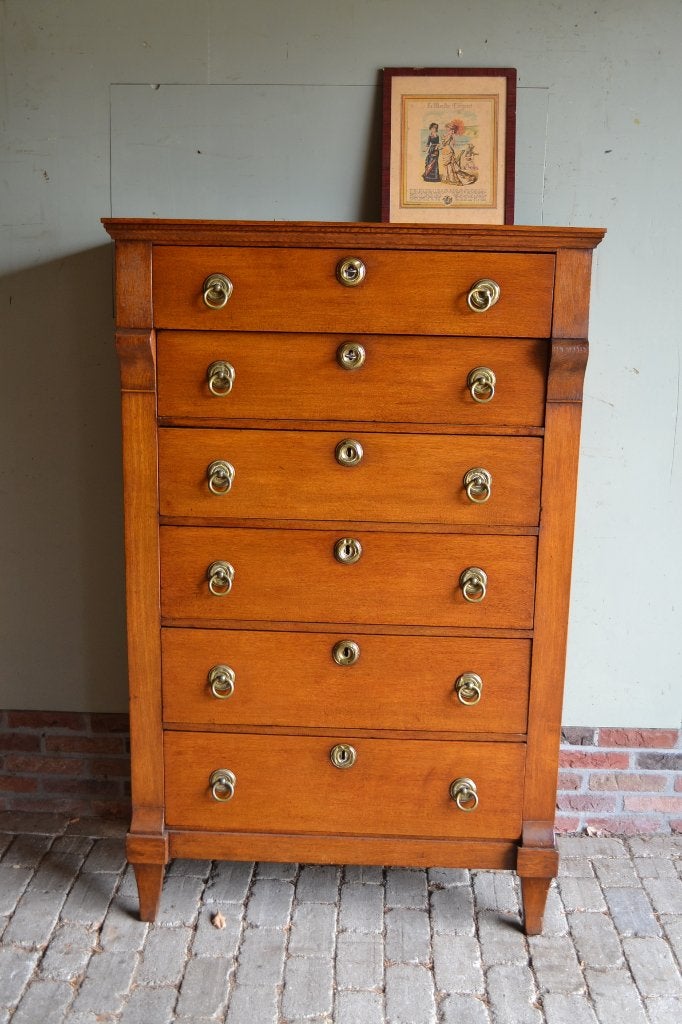 Prachtige antieke eiken houten Empire chiffoniere, ladekast., Verzenden