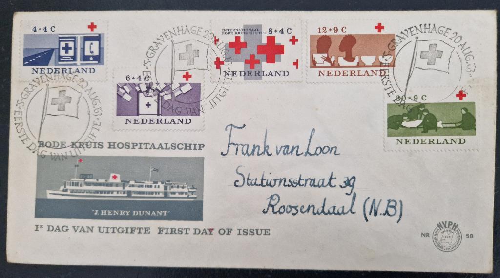 Nederland 1963 - FDC E58 - Rode Kruis, Verzenden, Na 1940