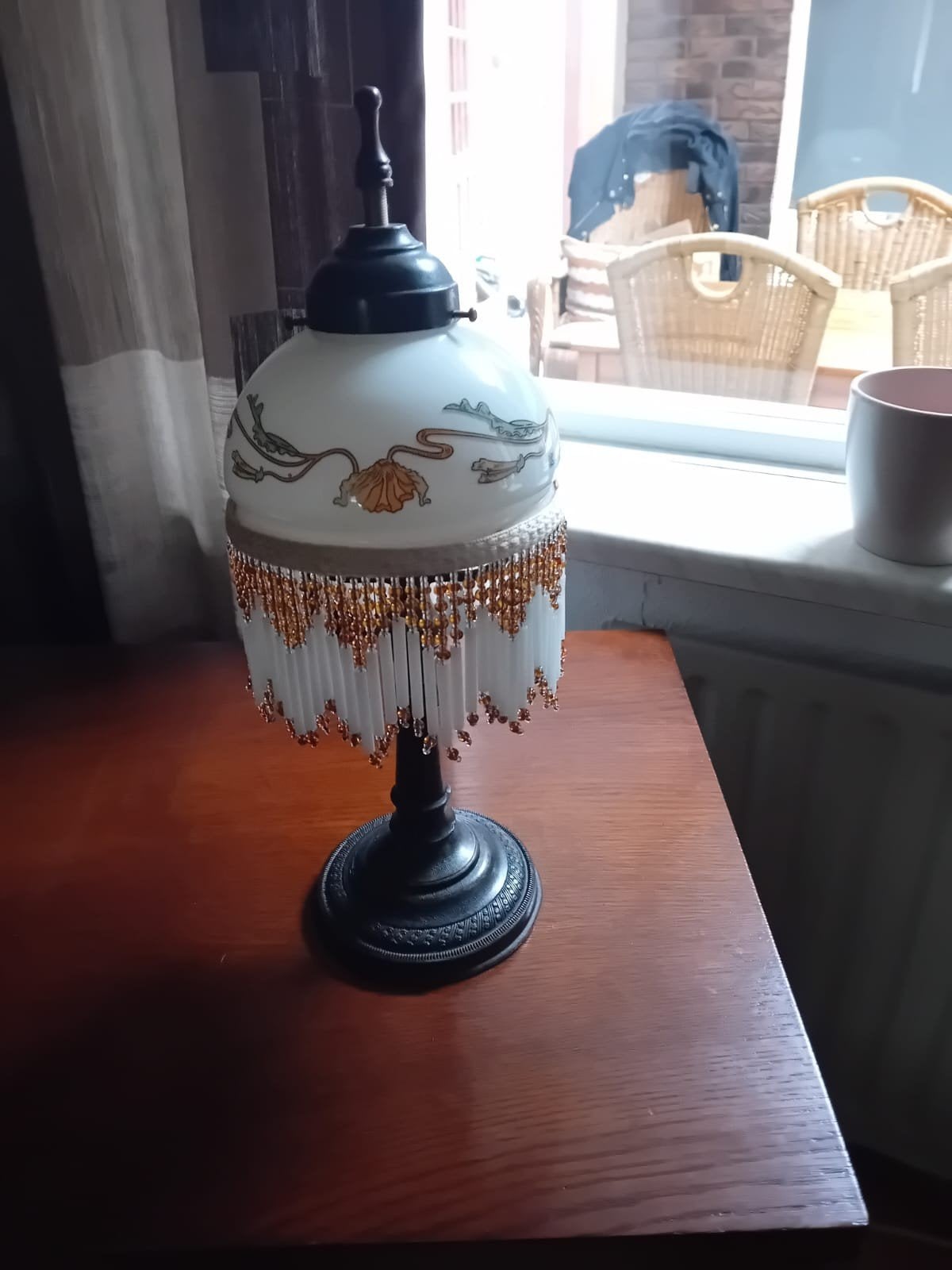 Vintage Tafellamp met Kralen en Bloemmotief, Ophalen