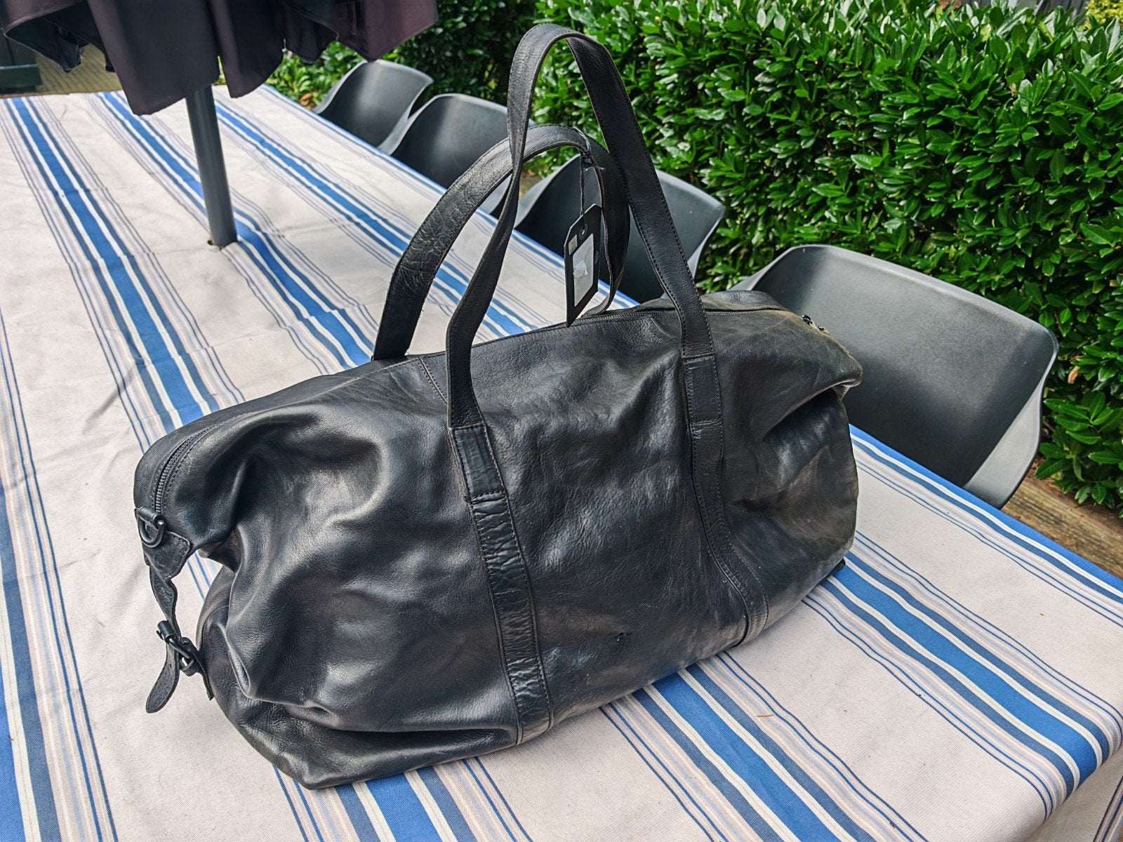 Moto Guzzi Leren Weekender Tas Zwart, Ophalen of Verzenden, Zo goed als nieuw