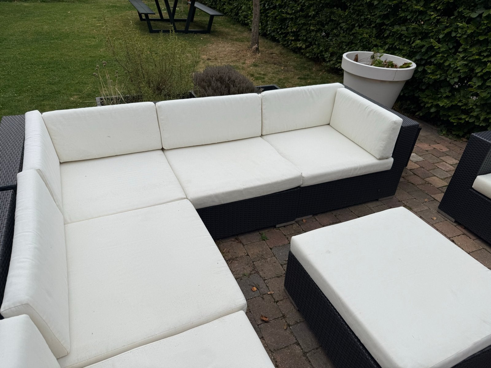 Wicker Loungeset met losse stoel en bijzettafels, Tuin en Terras, Tuinsets en Loungesets, Ophalen, Gebruikt, 6 zitplaatsen, Loungeset