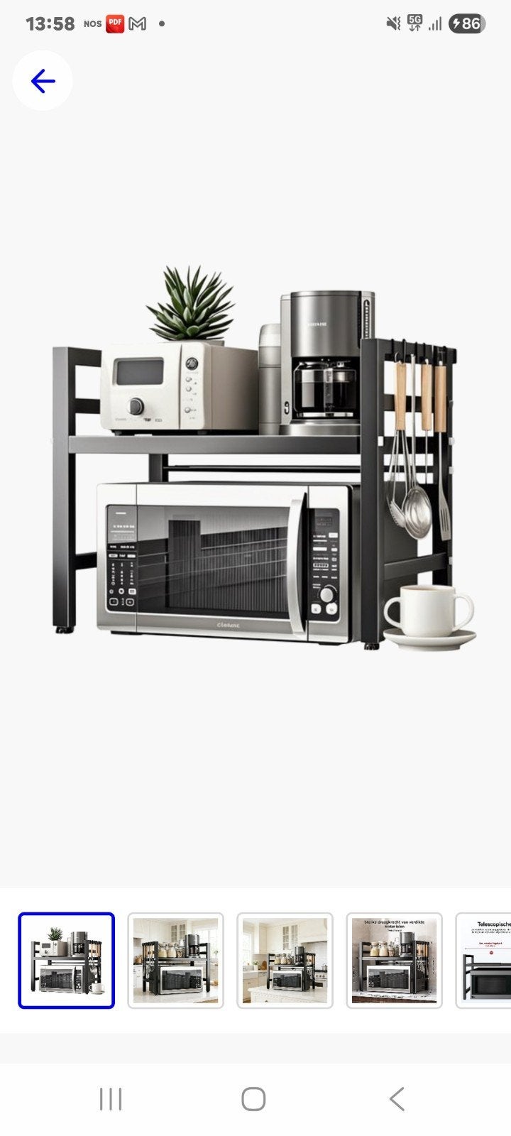 Uitschuifbaar Magnetron Rek Zwart - Keuken Organizer, Overige typen, Nieuw, Ophalen of Verzenden, Zwart