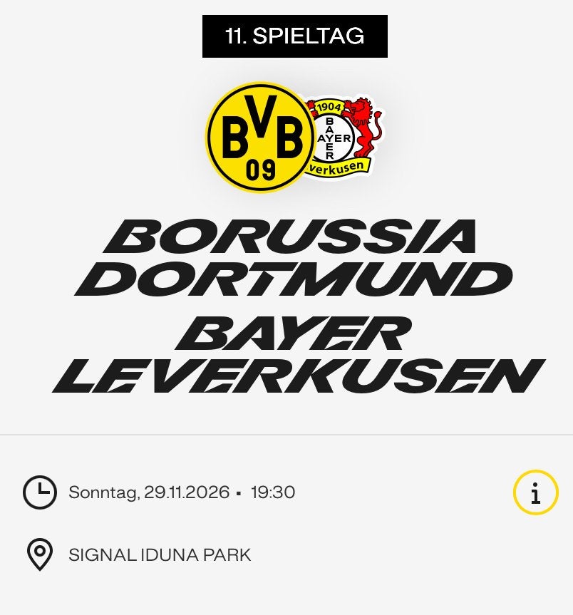 Borussia Dortmund - Bayer Leverkusen tickets, Tickets en Kaartjes, Twee personen, November