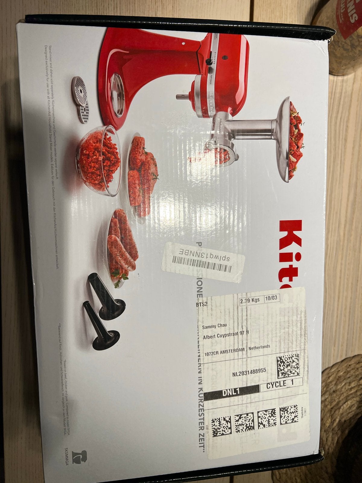 Nieuwe KitchenAid hakmolen/worstvuller accessoire, 4 liter of meer, Ophalen of Verzenden, Nieuw, 3 snelheden of meer