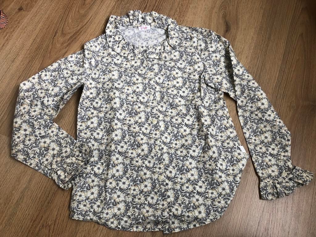 Il gufo wit beige bloemen blouse 8 anni katoen, Meisje, Overhemd of Blouse, Ophalen of Verzenden, Zo goed als nieuw