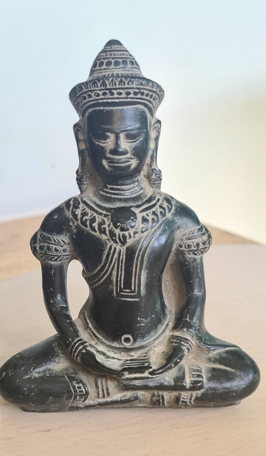 Antiek bronzen Boeddhabeeld uit Zuidoost-Azië, Antiek en Kunst, Handgemaakt, Overige herkomsten, Zwart, Ophalen of Verzenden