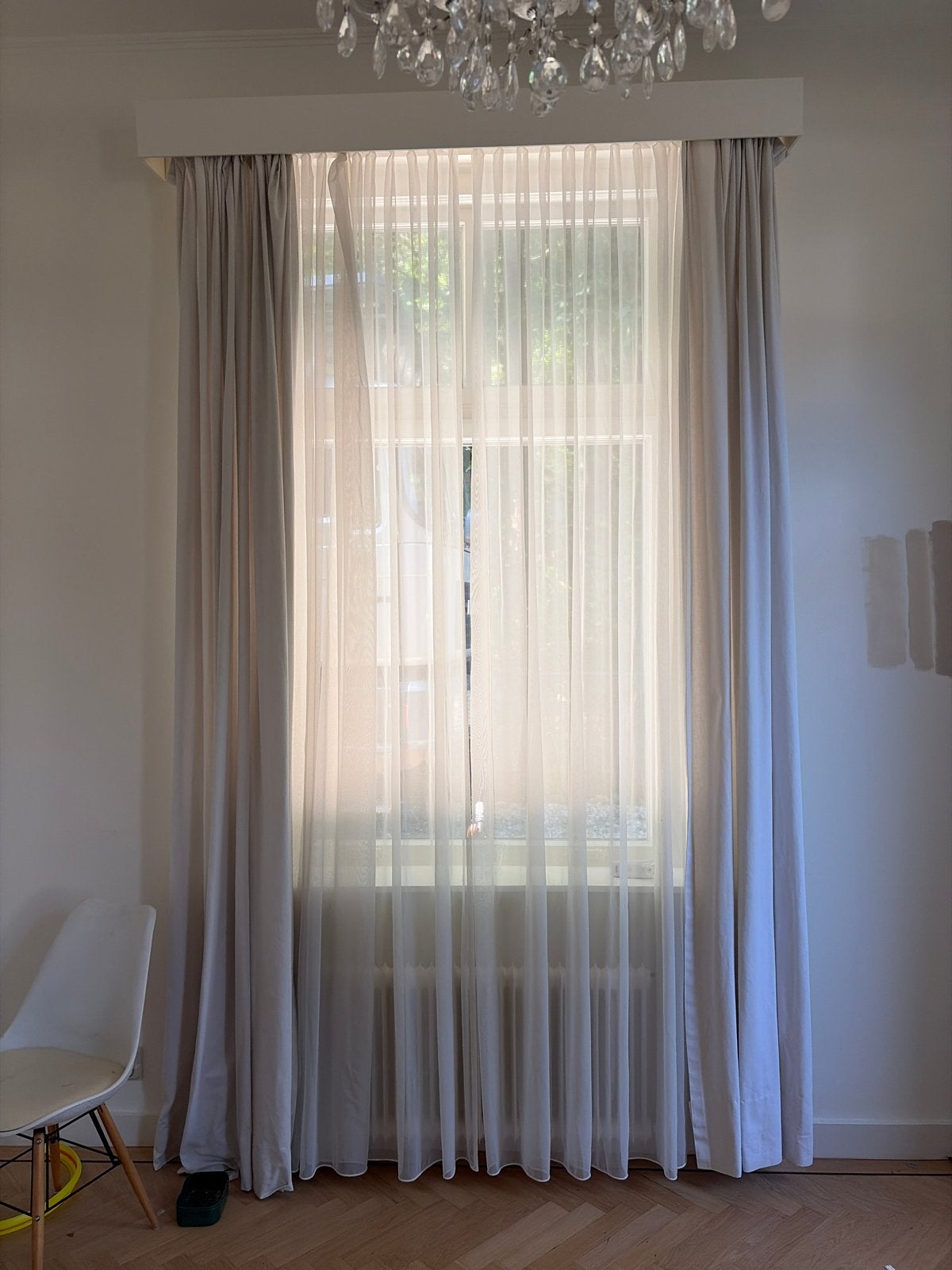 Vitrage en gordijnen voor 7 ramen, Huis en Inrichting, Stoffering | Gordijnen en Lamellen, Ophalen, Crème, 200 cm of meer