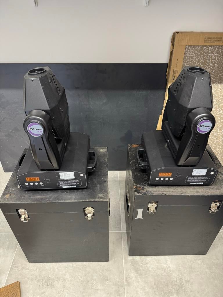 2x JB Systems iMove 5S Moving Heads met kist en controller, Ophalen of Verzenden, Gebruikt, Licht